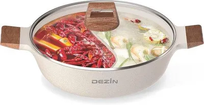 Image de Poêle à shabu antiadhésive double fond de 5 litres, compatible avec l'induction et le gaz