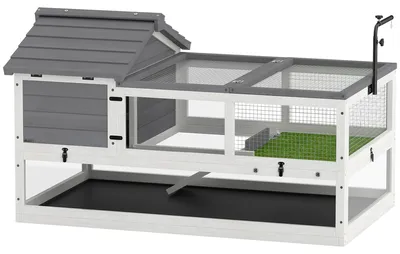 Produktbild von PawHut Schildkrötenhaus aus Holz Schildkrötengehege mit Zwei Haupthäusern