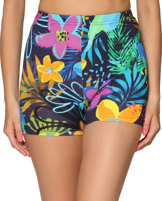 Produktbild von Merry Style Damen Kurze Leggings MS10-407(Blau/Vögel Blumen,XS)