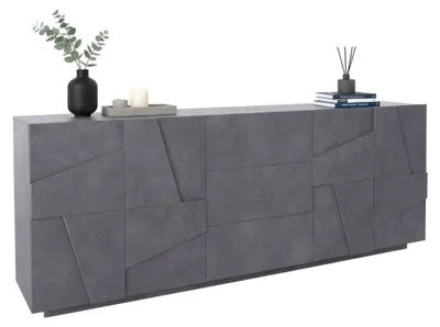 Produktbild von Kommode Dgut, Küchen-Sideboard mit 4 Türen und 3 Schubladen, Wohnzimmer-Buffet, 100 %  Italy, cm 224x44h86, Schiefer