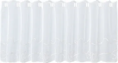 Produktbild von Scheibengardine "Bahamas" halbtransparent in weiß mit Stickmuster/Stangendurchzug 150cm x 50cm