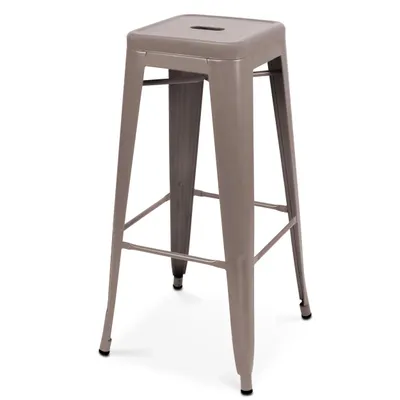 Produktbild von Barhocker aus mattem Metall in Taupe - Oviala Indus