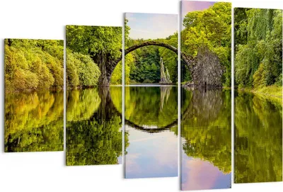 Produktbild von Bild auf Leinwand - Leinwandbild - Park Natur Wasser - 150x100cm - Wand Bild - Wanddeko - Leinwanddruck - Bilder - Kunstdruck - Wanddekoration - Leinwand bilder - Wandkunst - EG150x100-3902