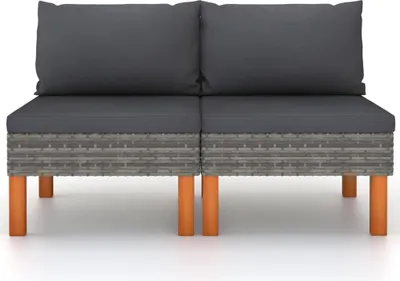 Obrázok produktu pre vidaXL Centre Sofas 2 ks. Polyratan a eukalyptové masívne drevo