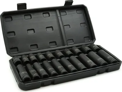 Obrázek produktu pro GEKO Nástrčné hlavice rázové 10-19mm, 1/2", 38/78mm, sada 20ks, CrMo, 6-hran v kufru G10517