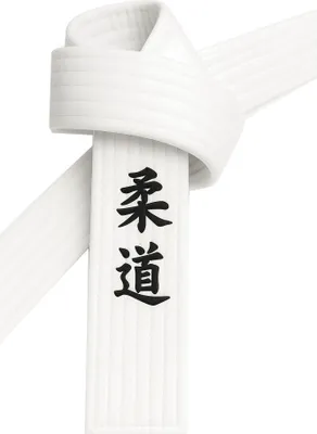 Produktbild von Judogürtel Weiß bestickt - Judo Schriftzeichen japanisch - Weißgurt mit Kanji Bestickung - 240 cm Länge