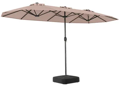Obrázek produktu pro Dvojitý slunečník se stojanem NP13435EU-CF, 243 x 212 x 400 cm, UPF 50+, světle hnědý