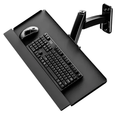 Produktbild von Wandhalterung für Tastaturablage, schwenkbar und klappbar, trägt bis zu 9 kg, multidirektionale Anpassung, schwarz