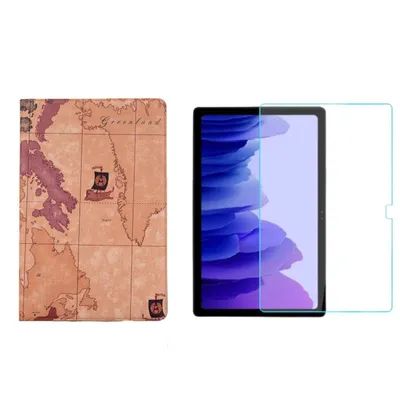Produktbild von 2in1 Set für Samsung Galaxy Tab A7 SM-T500 T505 10.4 Zoll Tablet mit Smartcover + Schutzglas mit Auto Sleep/Wake Magnetverschluss Hülle