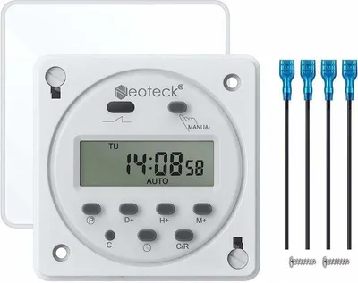 Produktbild von 12 V 16 A Digitale Programmiersteckdose, 16 Programme, programmierbare Uhr, Steckdosen-Timer mit LCD-Digitalanzeige, Diebstahlschutz, mit wasserdichtem Gehäuse/Anschlussklemmenblock-Set