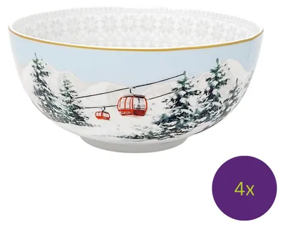 Produktbild von 4er Set Müslischalen CHALET Winterhütte D. 15cm Porzellan Easy Life