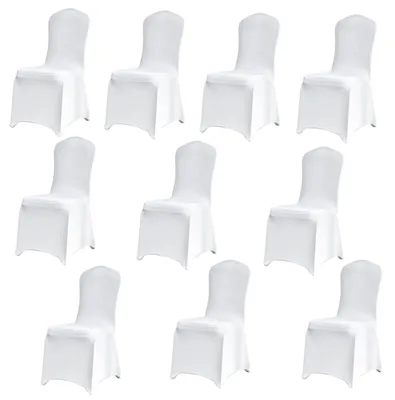 Productafbeelding van Witte stoelhoesjes, 10 stuks, wasbare stoelhoesjes voor bruiloften, afneembare universele stoelhoesjes, herbruikbare elastische stoelhoesjes, geschikt voor bruiloften, jubileumfeesten en decoratie van huis.