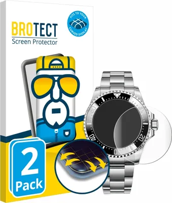 Produktbild von 2x BROTECT Fullscreen Schutzfolie für Rolex Sea-Dweller Deepsea (44 mm) Displayschutz Folie Fullcover Klar Transparent