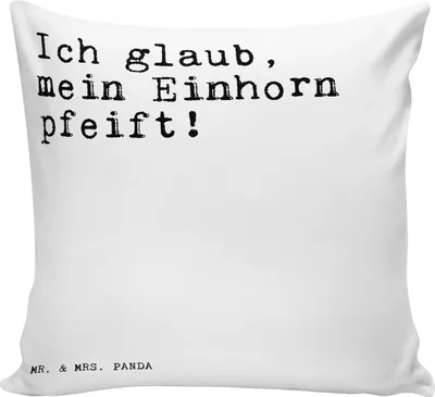 Produktbild von Mr. & Mrs. Panda Sofakissen Ich glaub, mein Einhorn... - Weiß - Geschenk, Liebe, lustig, Menschen, Einhorn, Sprüche, Polster, Sofa Kissen, Kuschelkissen, zier, 40x40