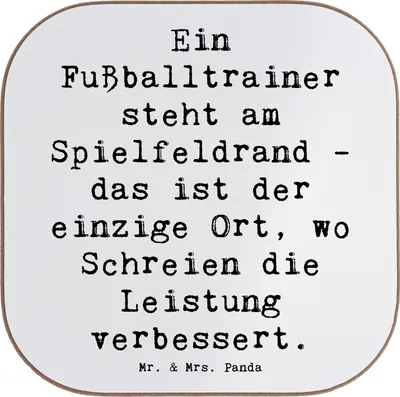 Produktbild von Mr. & Mrs. Panda Tassen Untersetzer Spruch Fußballtrainer Energie - Weiß - Geschenk, Glas, Taktik, für Gläser, Tassenuntersetzer, Berufe, Mentoring, Spielfeldrand, Beruf