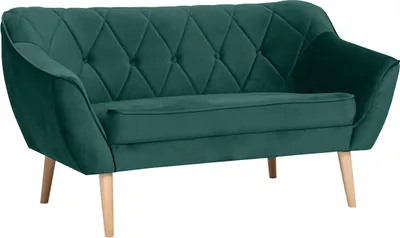 Produktbild von BETTSO Sofa 2 Sitzer Kollektion Scandinavian Design Holzfüße Couch 2 er Couchgarnitur Sofagarnitur Polstersofa Wohnzimmer CARO 2 Flaschengrün