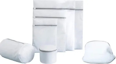 Produktbild von Wäschenetze Wäschesäcke aus Netzstoff mit Reißverschluss 7 Stück Weiß (Extra Groß 1, Groß 1, Mittel 1, Klein 1, für Schuhe 1, für Dessous 1, Zylinder 1) (weiß)