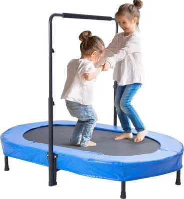 Produktbild von Kleinkind-Trampolin, 56x36 Zoll Indoor-Outdoor-Trampolin, Falteiles Mini-Trampolin mit Griff, Sprunggerät für Kleinkinder, Ideal für Kinder ab 3 Jahren