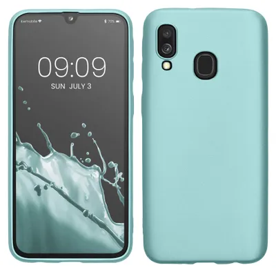 Produktbild von kwmobile Handyhülle für Samsung Galaxy A40 Hülle - Silikon Case metallisch schimmernd - Schutzhülle Cover - Metallic Mintgrün