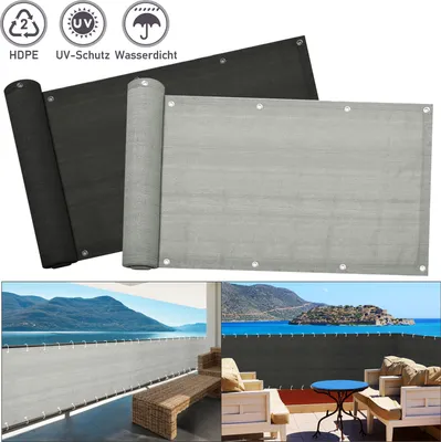 Produktbild von TolleTour Balkonsichtschutz 600 x 75cm HDPE Sichtschutz Balkon Balkonbespannung Windschutz Seitenmarkise Grau