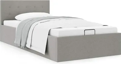 Obrázek produktu pro vidaXL Úložná postel Hydraulic Light Grey Fabric 90×200 cm