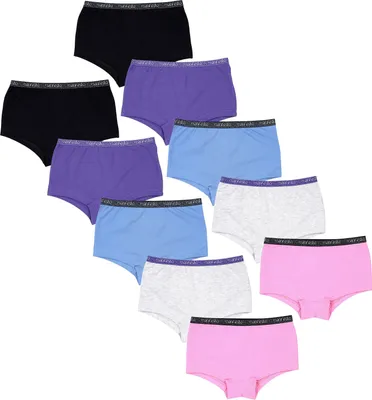 Produktbild von TupTam Unterhosen Mädchen Shorts 10er Pack - Bequeme Unterwäsche für Mädchen aus Baumwolle, Farbe: Shorts / Rosa Lila Blau Schwarz Grau, Größe: 104-110
