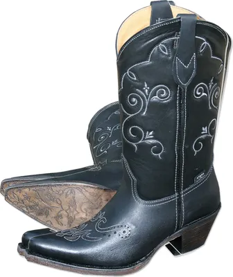 Produktbild von Damen Western Cowboy Biker Leder Stiefel Boots »WBL-29« Schwarz