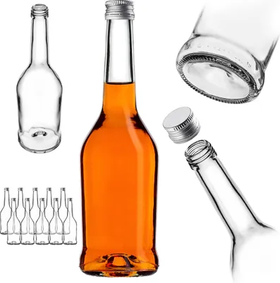 Obrázok produktu pre KADAX fľaše na likér 500 ml, 10 kusov, prázdne fľaše na plnenie oleja, octu, likéru, vína a pálenky, sklenené fľaše, fľaše na pálenku, fľaše na džús (strieborné)
