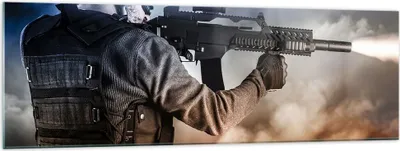 Produktbild von Bilder auf glas - Armee Soldat Shooter kugelsichere Weste - 160x50cm - Glasbilder - Wandbilder - Kunstdruck - Wanddekoration aus Glas - Glas Bilder - Wandbild auf Glas - GAB160x50-2493
