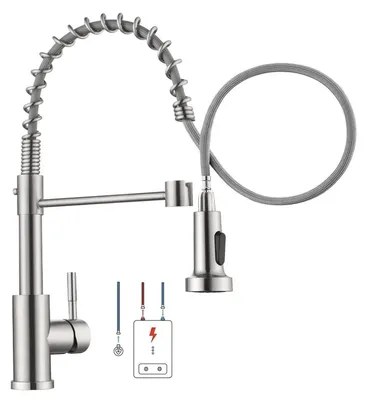 Immagine prodotto di Miscelatore da cucina a bassa pressione, estraibile, in acciaio inossidabile, girevole a 360°