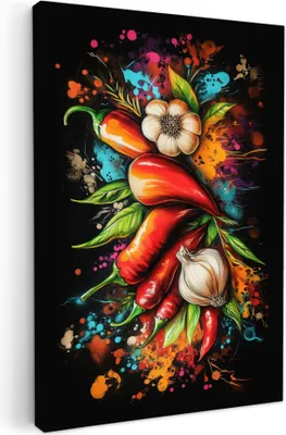 Produktbild von Leinwand Bilder 40x60 cm - Graffiti - Lebensmittel, Wandbilder, Wanddeko Wohnzimmer, Bild