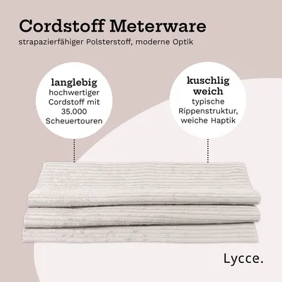 Cordstoff Meterware 1,40 m breiter Polsterstoff für Möbel Kissenbezüge DIY Zuschnitt beige