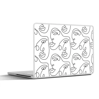 Produktbild von MuchoWow® Laptop Aufkleber Sticker Cover Strichzeichnungen - Muster - Schwarz und Weiß 31x22.5 cm - Laptop-Deko