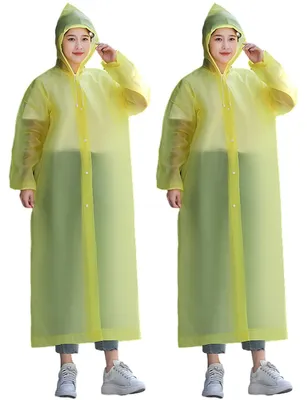 Produktbild von 2er-Pack Regenmäntel, tragbare EVA-Regenjacken/Ponchos, wasserdichte Regenmäntel mit Kapuze und Ärmeln, wiederverwendbare Regenbekleidung