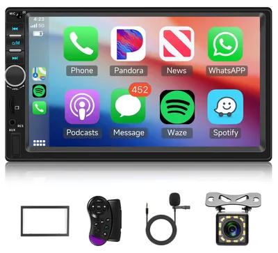 Immagine prodotto di Autoradio 2 Din con schermo da 7 pollici, Bluetooth vivavoce, USB, AUX e FM, lettore multimediale touchscreen