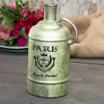 Produktbild von Flasche im Shabby Chic, Vase, Grün-Grau,  Deko-Flasche, Dekoration