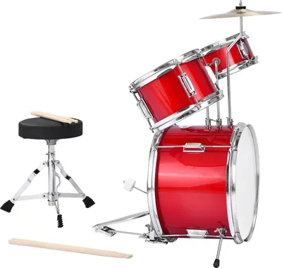Produktbild von SucceBuy 3-teiliges Schlagzeug-Set, bestehend aus einer 35,6 cm Bassdrum, 25,4 cm Snare-Drum und 20,3 cm Tom-Toms, Musik-Lerninstrument für Kinder von 6 bis 13 Jahren, perfekt für Anfänger (rot)