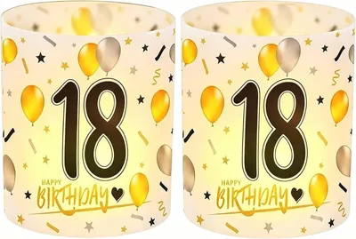 Productafbeelding van Decoratie 18 jaar - 12 stuks - Twee stijlen - Verjaardagstafel - Nachtkaars - Sfeer - Feest - Kaarsen - Cadeau