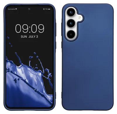 Produktbild von kwmobile Handyhülle für Samsung Galaxy A55 5G Hülle - Silikon Case metallisch schimmernd - Schutzhülle Cover - Metallic Blau