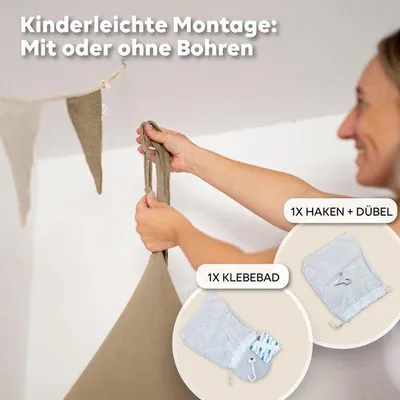 Produktbild von Famanu Betthimmel - 100% Baumwolle Musselin - Himmel für Babybett, Kinderbett oder Kuschelecke - Dekoration für das Kinderzimmer