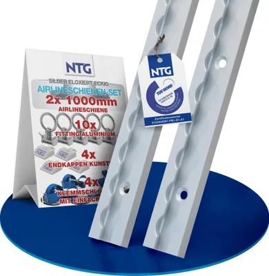 Produktbild von Airlineschiene Zurrschiene 2 x 1 m 1 Meter eckig m. Bohrungen u. kpl. Set