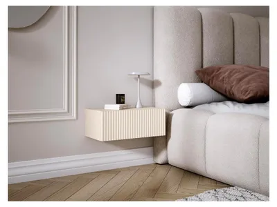 Produktbild von Hängender Nachttisch mit Schublade – Lamellenfront – Kaschmir, 40 x 20 x 16 cm