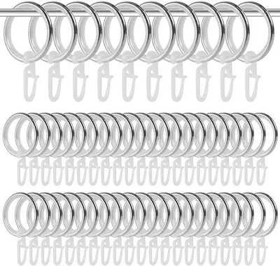 Obrázek produktu pro Kovové háčky na závěsy, 50 kusů, vnitřní průměr 30 mm, univerzální použití, kování ve stříbrné barvě