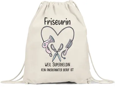 Produktbild von Friseurin Weil Superheldin Kein Anerkannter Job Ist Turnbeutel Gymsack  Geschenk Danke Sagen Haarstylistin