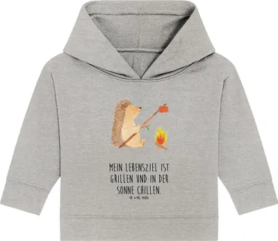 Produktbild von Mr. & Mrs. Panda Organic Baby Hoodie Igel Grillen 24. - 36. Monat - Heather Grey - Geschenk, Arbeitslos, Motivation, Kapuzensweatshirt, Spruch, Lustige Sprüche, Ziele