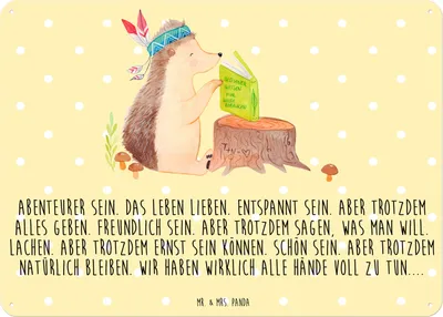 Produktbild von Mr. & Mrs. Panda tafel Igel Federschmuck DIN A3 - Gelb Pastell - Geschenk, Blechschild, Wandbild, Türschild, Tiere, Lagerfeuer, Magnetschild, Schild, Indianer, Camping