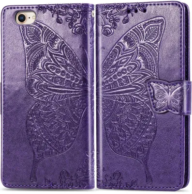 Produktbild von Mobigear Butterfly iPhone 17e Hülle Klapphülle Geldbörse - Lila