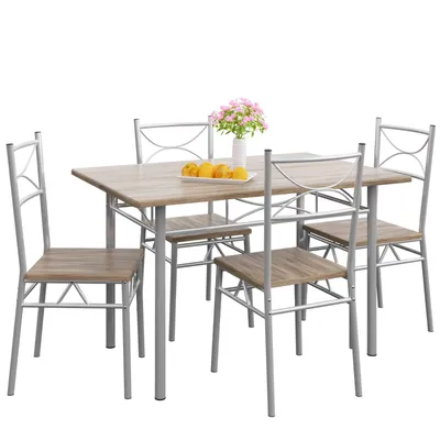 Produktbild von CASARIA® Esstisch mit 4 Stühlen Holz 5-tlg Set Metall 110x70cm Industrial Esszimmer Küche Stühle Tisch Möbel Essgruppe Sitzgruppe Paul Eiche
