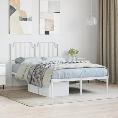 Productafbeelding van Maison Exclusive - Bedframe met hoofdeinde, metaal, wit, 120x200 cm