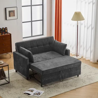 Produktbild von STILVORA Schlafsofa Zweisitzer-Klappsofa Sofabett mit verstellbarer Rückenlehne,Daybett mit Chenille-Stoff,Sofa mit Bettfunktion,Schwarz